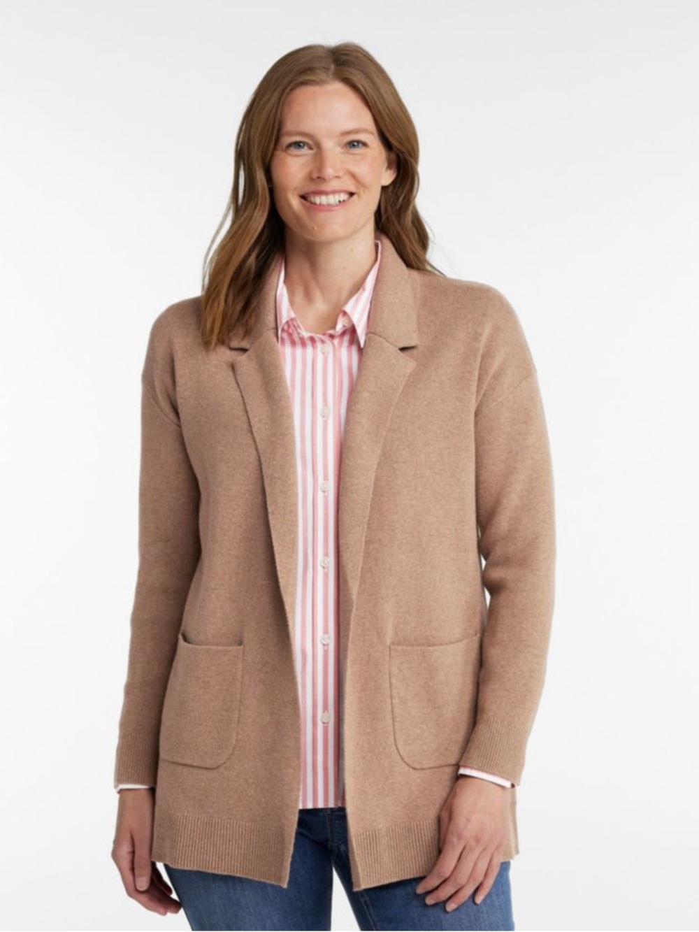 L.L. Bean Wicked Soft Cotton/Cashmere Coatigan Sweater Size Large Fall Layering